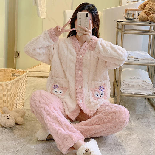 冬天【珊瑚绒月子服】冬季产后孕妇睡衣 春秋冬款产妇哺乳睡衣套装 商品图8