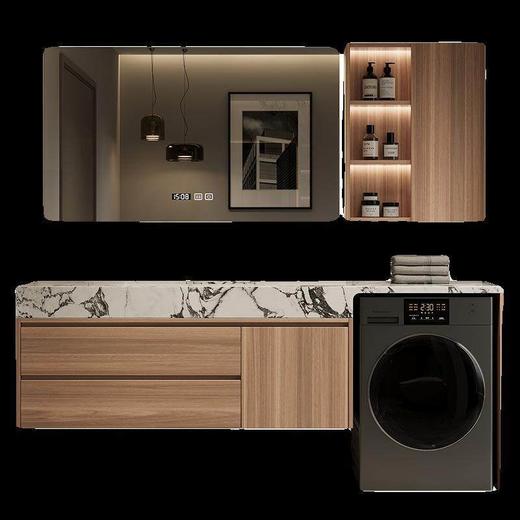 一体浴室柜岩板陶瓷轻奢伴侣现代一体盆柜柜组合洗衣机阳台洗手盆 商品图3