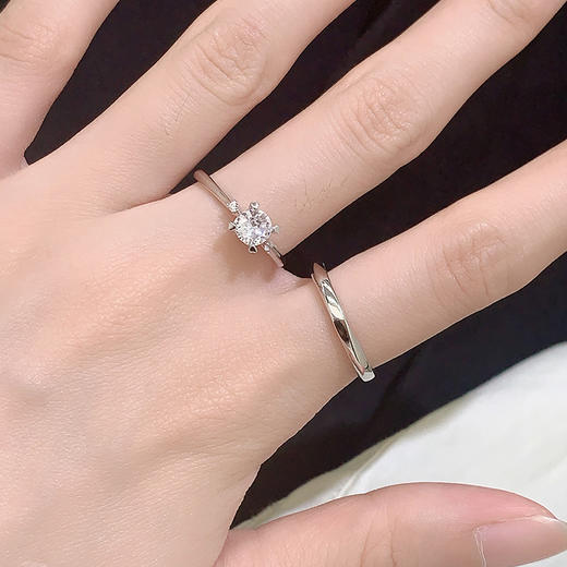 卡蒂罗/KADER 闪烁心光对戒 莫比乌斯大颗锆石爆闪可调节情侣对戒 恋爱频率钟爱久久求婚配饰 925银 送女朋友 商品图1