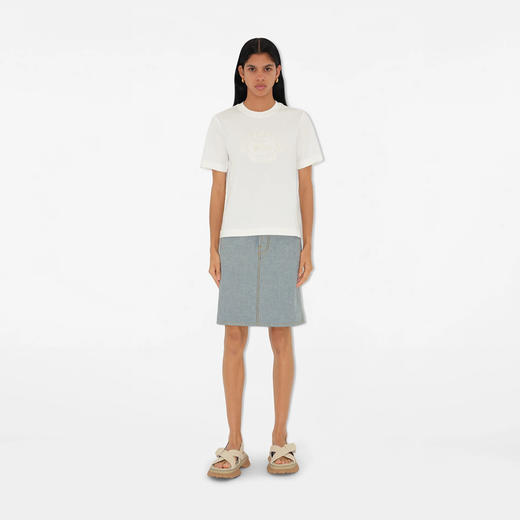 BURBERRY 巴宝莉 女士马术骑士徽标棉质圆领短袖T恤 白色 8093651 B8764 商品图1