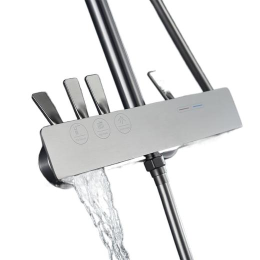 黑色全铜淋浴套装家用水阀水龙头花洒枪灰喷头花洒按键混浴室洗澡 商品图4