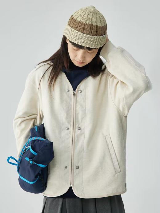 步履不停/4C15078C/日系纯棉V领米色绿色针织开衫 商品图0