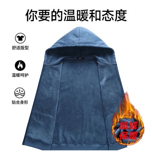 【特大码】【加绒】【新款DAL】大依优型大码加绒连帽开衫外套拼接男宽松加肥加大码上衣夹克卫衣运动潮流 商品图2