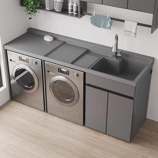 厂家洗衣机组合柜烘干机阳台柜排放太空洗衣衣柜铝洗并一体池 商品图3