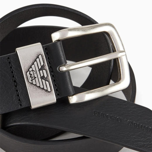 EMPORIO ARMANI 阿玛尼 男士带徽标扣的皮革腰带 黑色 Y4S201 YDD6G 80001 商品图2