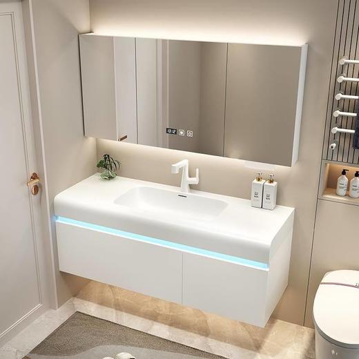 洗漱卫生间台洗脸盆一体奢风浴室柜网红洗手盆智能柜组合可丽耐轻 商品图0