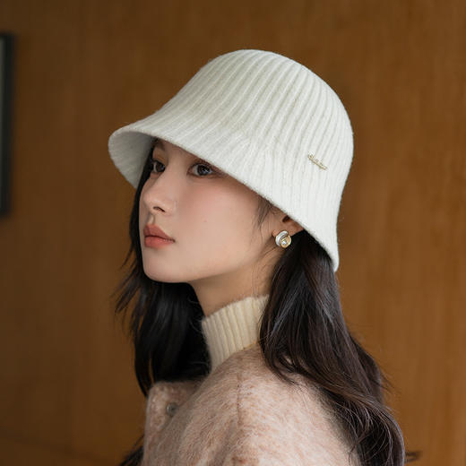 疯帽子 秋冬韩版百搭羊毛渔夫帽纯色针织保暖盆帽显脸小帽子 商品图0