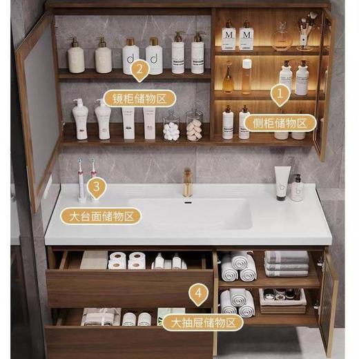 盆新胡桃木台厕所浴室柜一体洗漱陶瓷组合柜组合洗脸盆卫生间中式 商品图3