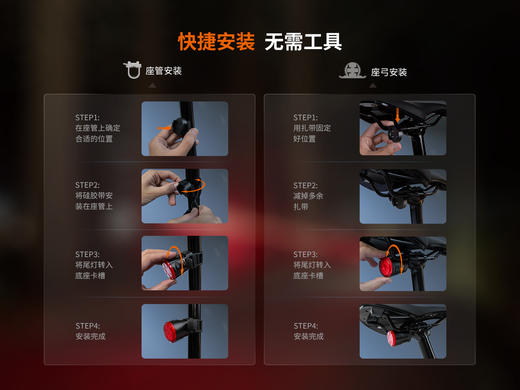 Fenix菲尼克斯BC06R高亮自行车尾灯type-c口充电山地车夜间骑行警示灯 商品图5