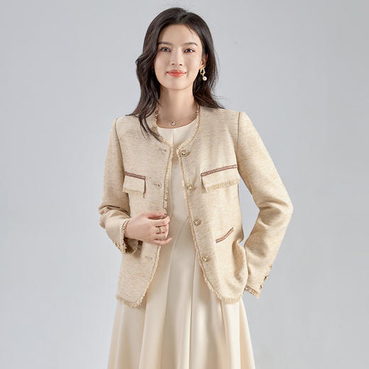 【高货wl】全新升级【铂金会员339/天猫459/差价120】(33739) 洛诗琳新款法式优雅气质轻奢*编织羊毛呢小香风短外套 商品图1