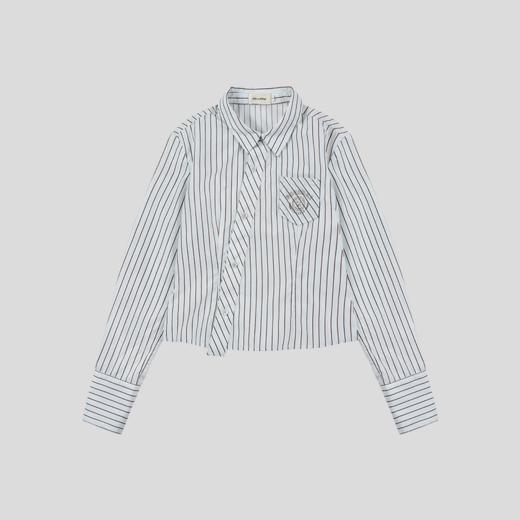 GOODBAI athletic学院印花不规则条纹修身长袖衬衫 商品图1