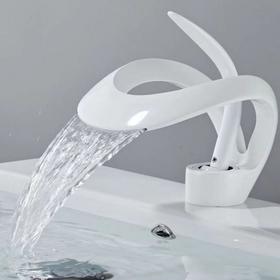 卫生间水龙头白色面盆浴室台上瀑布洗手池创意冷热洗脸龙头