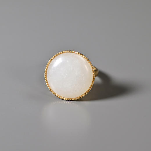 清代和田白玉扣子“金盏玉台”戒指 商品图2