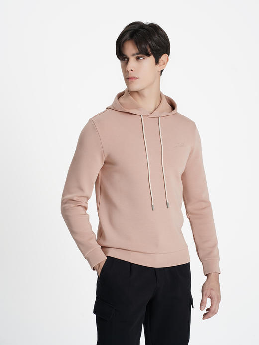 callisto乐行系列粉色聚酯纤维混纺抽绳连帽卫衣 商品图2