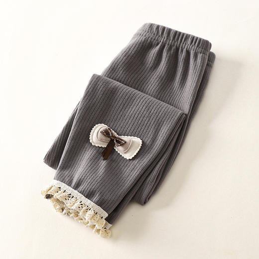 立减40【舒适德绒提花打底裤，亲肤柔软，简约清新】儿童打底裤秋季新款 女童德绒薄款 宝宝外穿花边长裤 女孩裤子-QQ#异业福利 商品图1