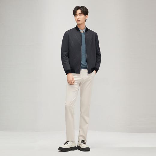 【含羊毛】柒牌棒球领夹克男士2024秋冬新款商务百搭针织提花外套	127D70240 商品图3