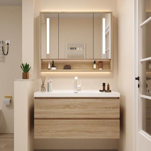 原木小户型一体免漆卫生间盆家用洗手台浴室柜实木洗漱日式组合 商品图2