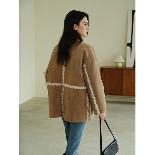 HeyDress复古皮毛一体外套女秋冬麂皮绒宽松保暖两面穿皮草大衣 商品图3