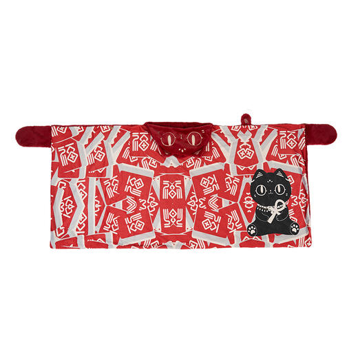 大英博物馆 盖亚·安德森猫和她的朋友们系列 百福 毛绒披风 午睡毯空调毯 红色 商品图4