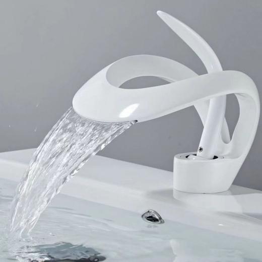 卫生间水龙头白色面盆浴室台上瀑布洗手池创意冷热洗脸龙头 商品图2