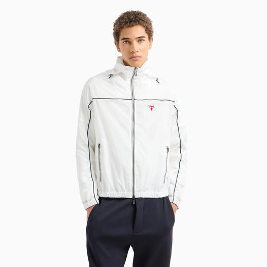 EMPORIO ARMANI 阿玛尼 男士带拉链和滚边的尼龙短防晒衣 白色 EM000176 AF10496 U0003 商品图1