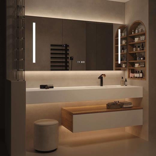 一体洗手池卫生间组合岩板台洗脸设计师订至实木盆现代洗漱浴室柜 商品图2