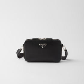 PRADA 普拉达 男士 Brique Saffiano 皮革珐琅金属三角形徽标单肩包 黑色 2VH173 9Z2 F0002 NOO