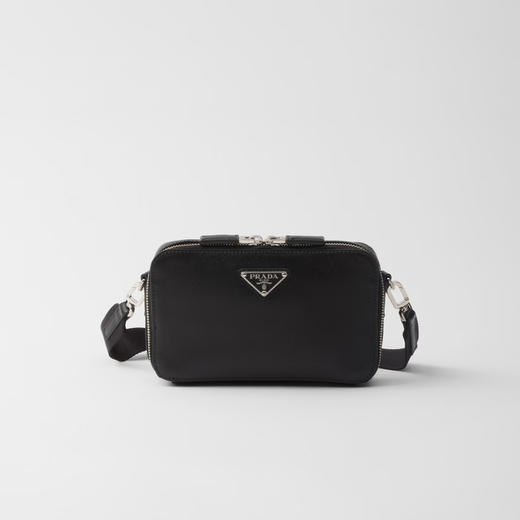 PRADA 普拉达 男士 Brique Saffiano 皮革珐琅金属三角形徽标单肩包 黑色 2VH173 9Z2 F0002 NOO 商品图0