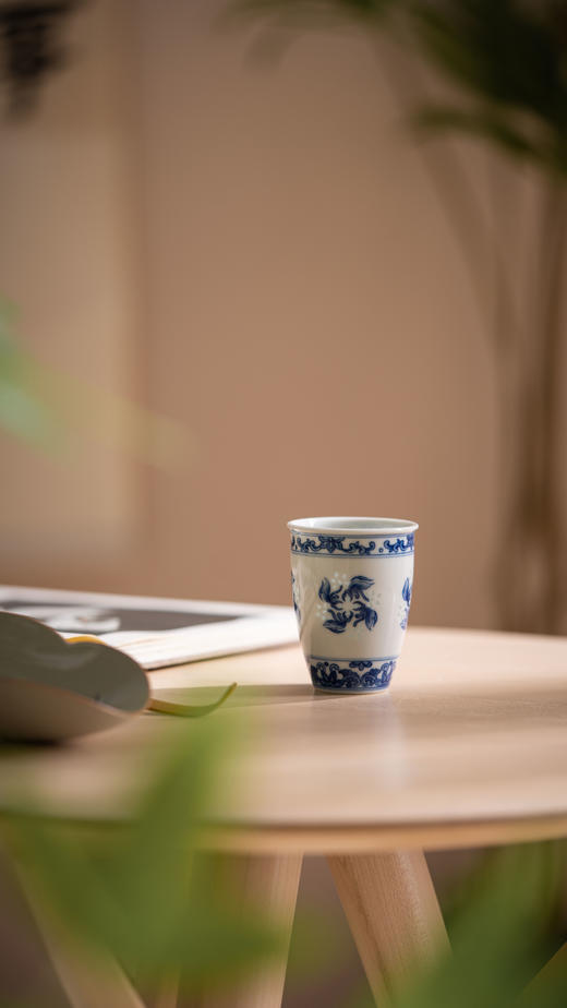 富玉窑  景德镇全手工青花玲珑一路生花手作茶器品茗杯主人杯 商品图0