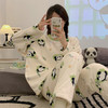 冬季新款【睡衣女法兰绒套装】圆领套头长袖长裤 卡通舒适保暖家居服套装 商品缩略图0