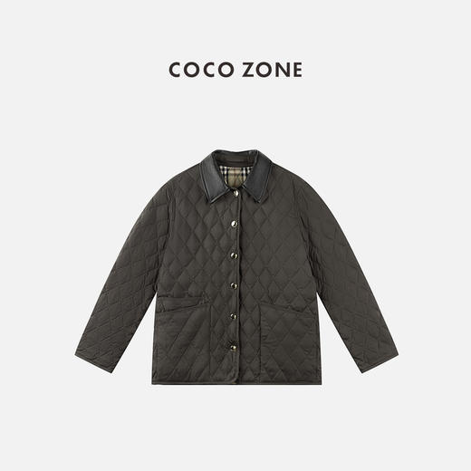 COCO ZONE 90鹅绒撞色拼接翻领菱格女士鹅绒服CC2C1803 商品图0