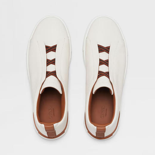 【一】ZEGNA 杰尼亚 男士鹿皮 Triple Stitch™ 休闲运动鞋 米白色 LHCVO S4667Z SPA 商品图1