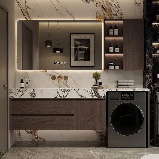 一体浴室柜岩板陶瓷轻奢伴侣现代一体盆柜柜组合洗衣机阳台洗手盆 商品图0