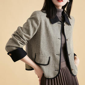 【高货ayts】全新升级【铂金会员321/天猫429/差价108】(13354) 洛诗琳气质羊毛小香风外套高级感粗花呢翻领短外套女士秋天通勤女装春秋