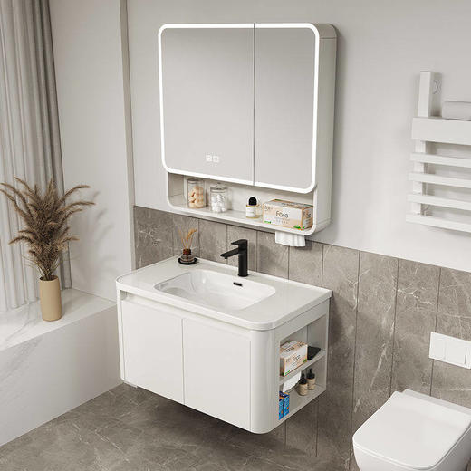 组合铝蜂窝陶瓷台侧格圆弧浴室柜盆柜一体洗脸盆洗手池卫生间洗漱 商品图0