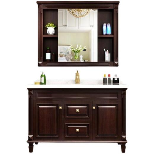 镜柜1.6中式洗手台现代智能米橡木盆岩板浴室柜新卫生间美式轻奢 商品图2