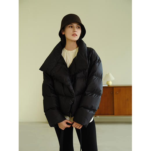 HeyDress三防立领羽绒服女冬季90白鸭绒加厚保暖上衣宽松短款外套 商品图3