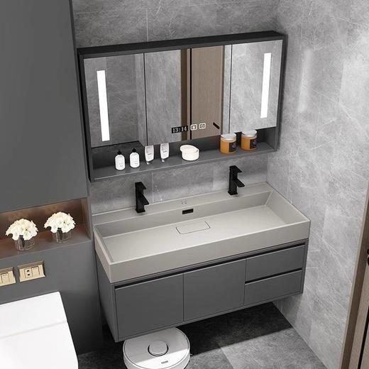 洗手池纳米组合洗漱智能一体台柜卫生间洗脸盆岩石轻奢双人浴室柜 商品图0