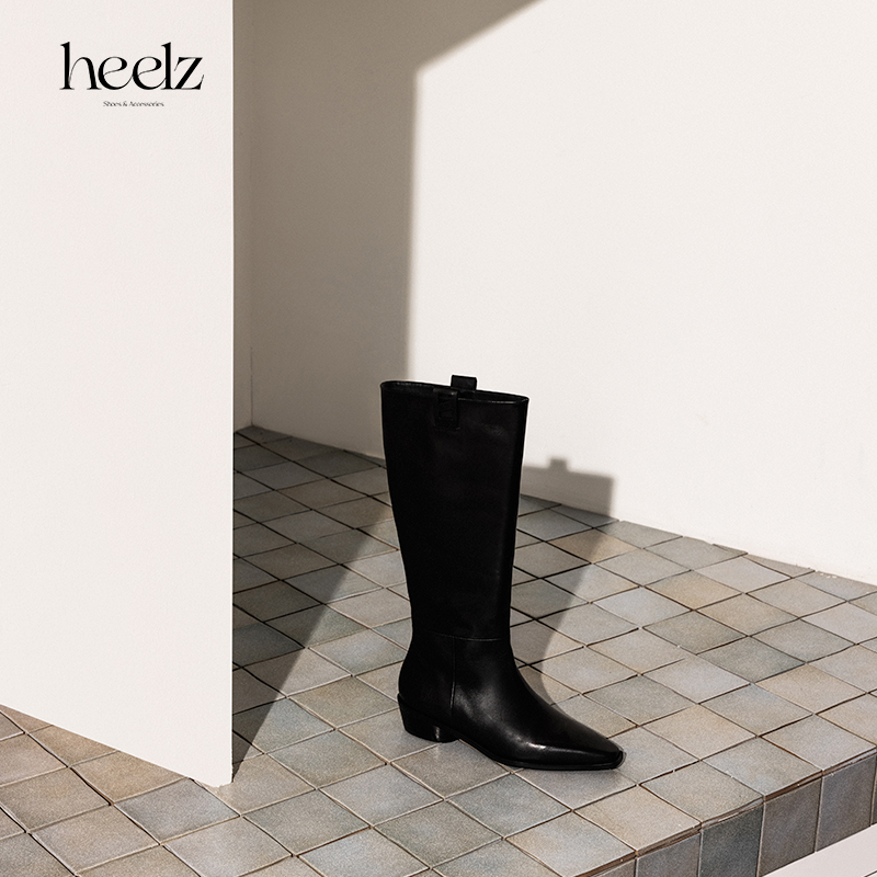 heelz设计师手工鞋履 ｜酷飒H条带小牛皮骑士靴3.5公分