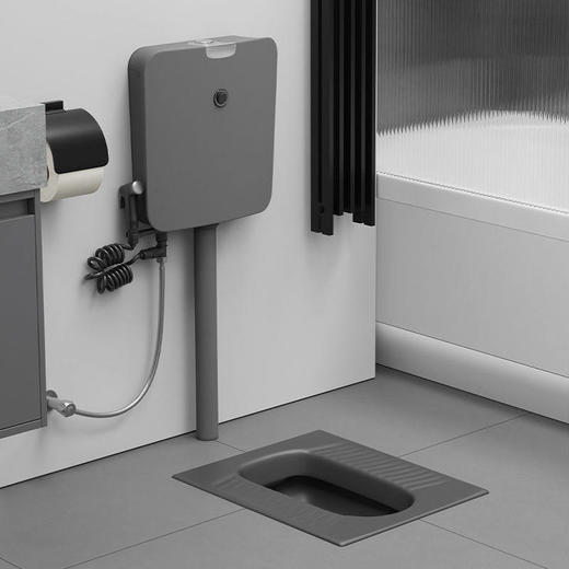 感应式陶瓷套装防臭存水灰色水箱式卫生间家用带蹲坑弯 商品图0