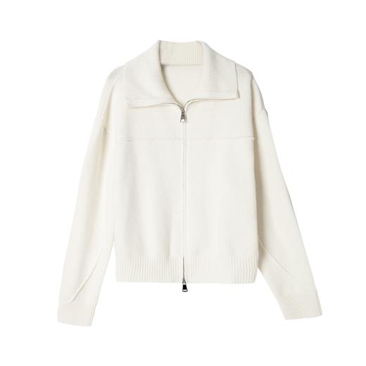 西嘉澳洲美丽奴绵羊毛 针织开衫外套女2024秋冬大翻领双拉链上衣(货号:MY2404034) 商品图4