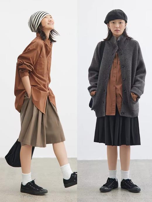 步履不停/4C11205C/纯棉工装口袋白色橘色马甲内搭长袖衬衫 商品图3