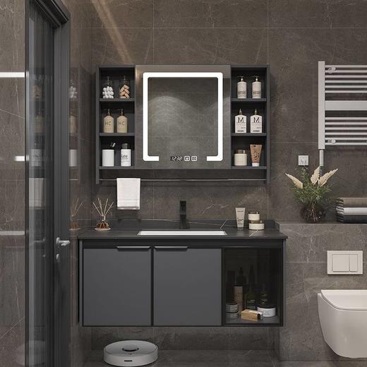 一体组合太空镜柜毛巾铝台杆洗脸智能陶瓷洗手盆浴室柜洗漱卫生间 商品图0