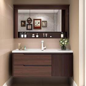 组合浴室柜套装柜落地一体橡木洗漱卫生间陶瓷洗手台中式洗脸盆新