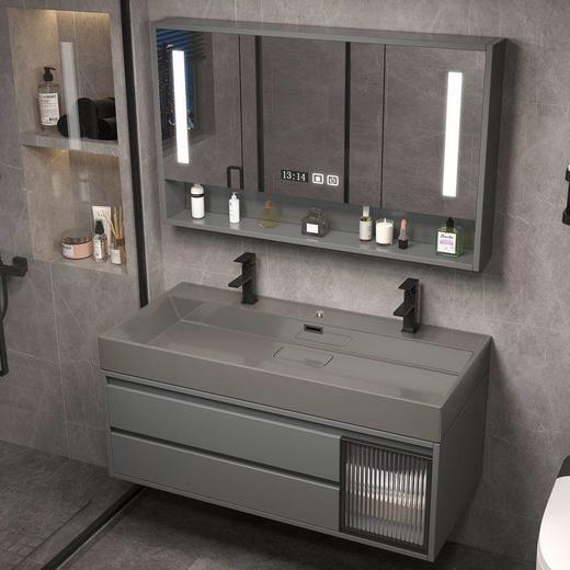 岩石卫浴浴室柜轻奢组合柜台双人卫生间洗手池洗漱洗脸盆一体纳米 商品图0