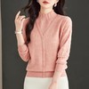 CC-16-9182时尚半高木耳领针织衫衫女秋冬加厚假两件宽松百搭套头打底衫毛衣 商品缩略图0