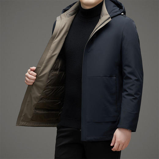 牛奶丝面料脱卸帽男羽绒服2024秋冬90灰鹅绒轻薄商务羽绒男装外套 商品图3
