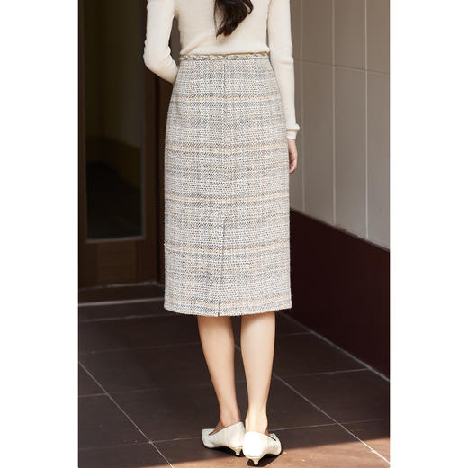 剩XL/XXL 米思阳2026春季新款小香风细闪粗花呢半身裙显瘦轻奢包臀裙女4223 商品图2