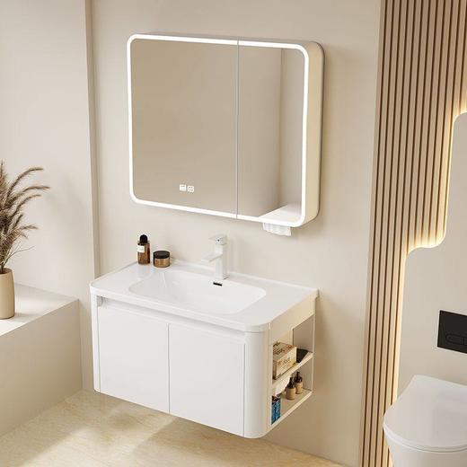 圆角组合浴室柜蜂窝侧格洗漱卫生间一体洗手池陶瓷铝太空台盆加厚 商品图1