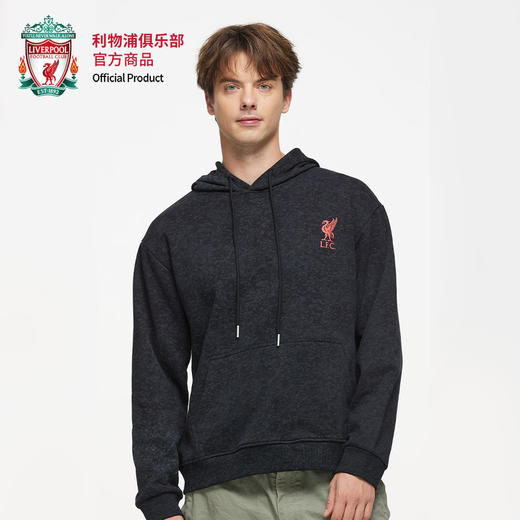 【官方正版】利物浦俱乐部 | 深灰简约保暖胶印字母运动休闲卫衣 商品图1